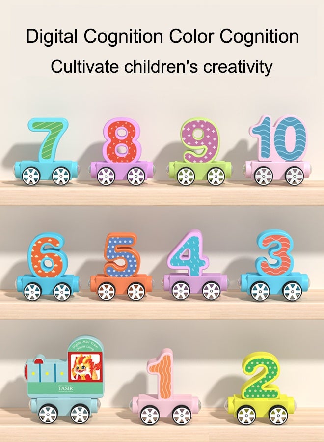 Magnetic Train,11 PCS Wooden Train Toys  Magnetic Digital Train Car Blocks Alphabet Educational Train Toy Colorful Sensory Toys Montessori Toys Children's Educational Toys  Early Development Toys - Image 2