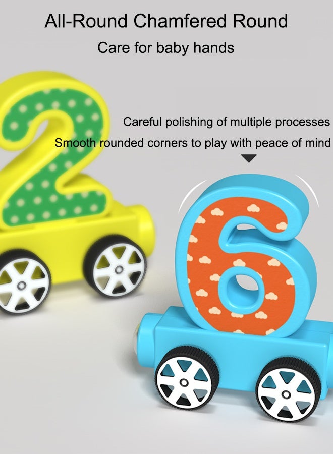 Magnetic Train,11 PCS Wooden Train Toys  Magnetic Digital Train Car Blocks Alphabet Educational Train Toy Colorful Sensory Toys Montessori Toys Children's Educational Toys  Early Development Toys - Image 4