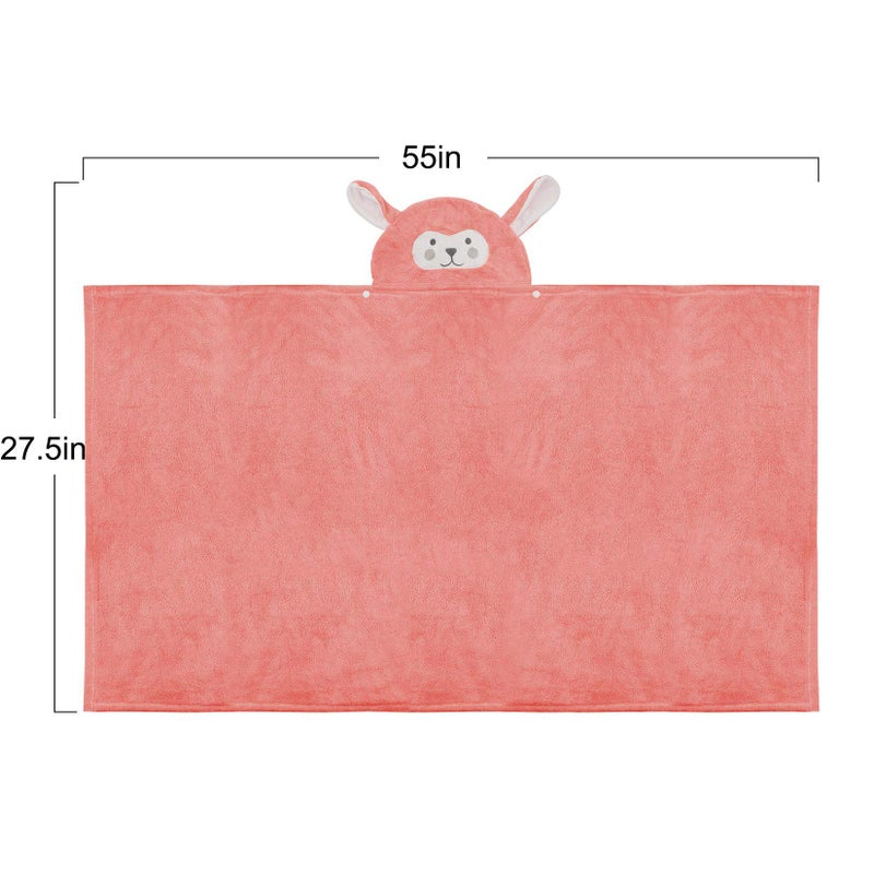 ROMASA Baby Bath Towel Hooded Ultra Soft Towel Highly Absorbent Bathrobe Blanket Toddlers Shower Gifts for Boys Girls- 27.5" x 55" (Pink) - Image 2