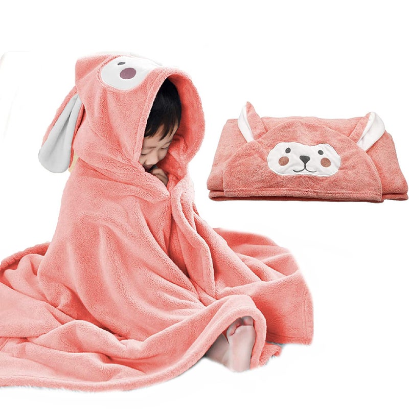 ROMASA Baby Bath Towel Hooded Ultra Soft Towel Highly Absorbent Bathrobe Blanket Toddlers Shower Gifts for Boys Girls- 27.5" x 55" (Pink) - Image 1