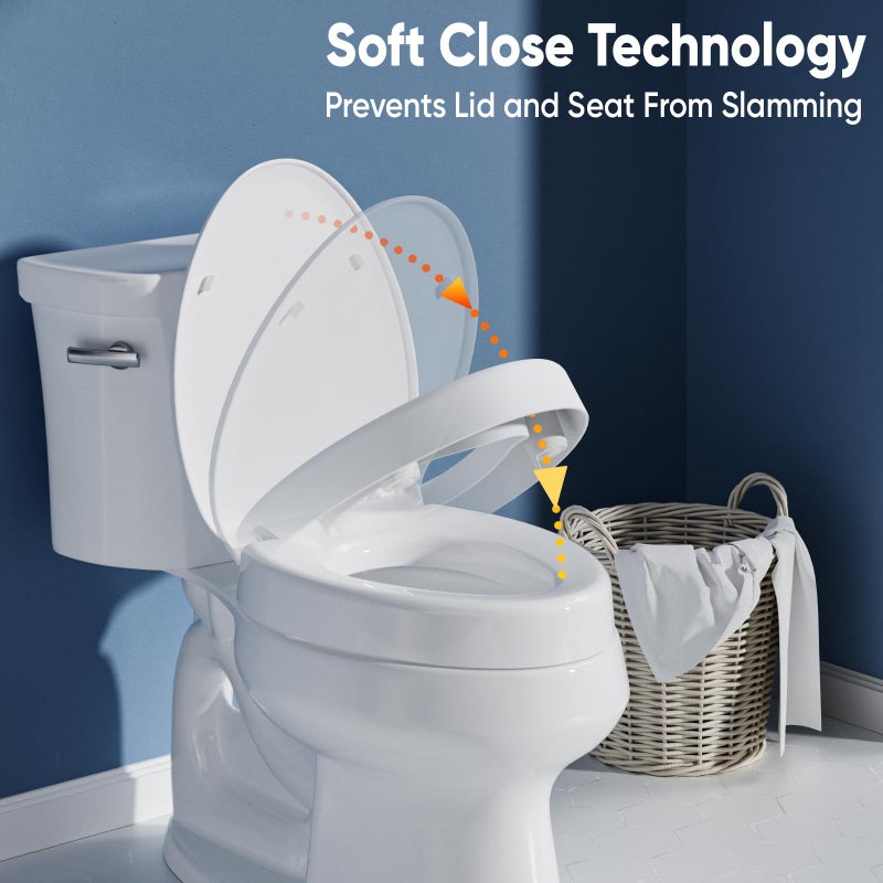 SAMODRA Raised Toilet Seat Riser, White, 3 Inch High Elevated Toilet Seat for Seniors, Soft Close, Easy Install & Clean (Elongated) - Image 3