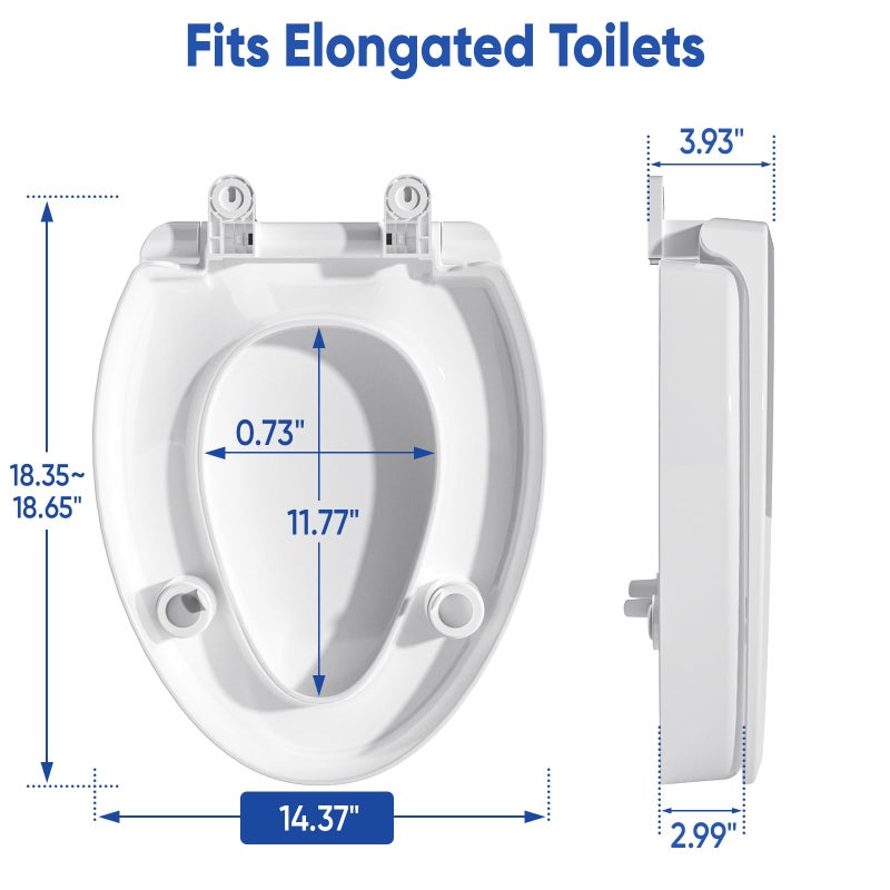 SAMODRA Raised Toilet Seat Riser, White, 3 Inch High Elevated Toilet Seat for Seniors, Soft Close, Easy Install & Clean (Elongated) - Image 5