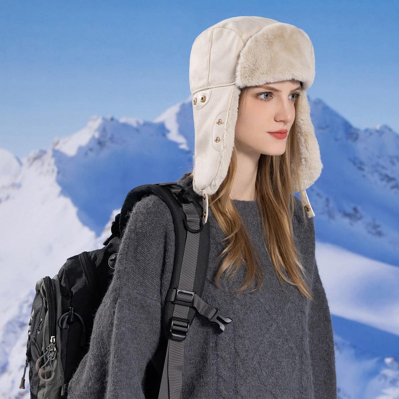 HUAMULAN Women Men Winter Trapper Hats Ear Flaps Ushanka Trooper Hunting Hat Outdoor Ski Snow Windproof Cap - Image 3