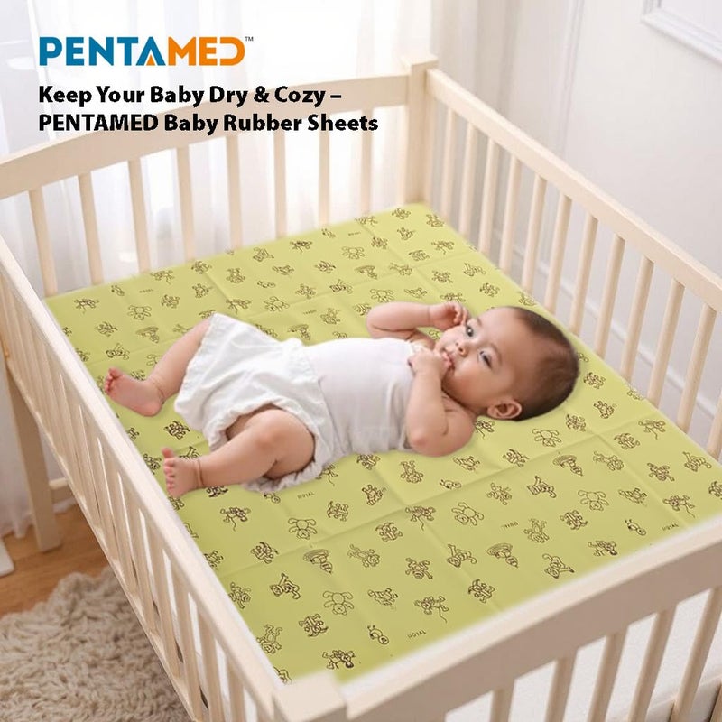 PENTAMED Baby Waterproof Mackintosh Sheet – 100 x 100 cm | Reusable, Soft & Quick Dry Bed/Mattress Protector for Newborns, Toddlers & Kids | Reversible Rubber Sheet for Cribs & Beds (Orange) - Image 3