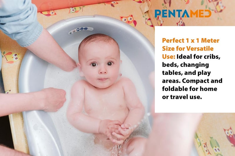 PENTAMED Baby Waterproof Mackintosh Sheet – 100 x 100 cm | Reusable, Soft & Quick Dry Bed/Mattress Protector for Newborns, Toddlers & Kids | Reversible Rubber Sheet for Cribs & Beds (Orange) - Image 4