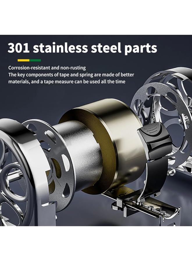 إيروريكس شريط قياس متري 3M من الفولاذ المقاوم للصدأ مقاوم للتآكل قابل للسحب وأداة قياس ذاتية القفل مع كسور سهلة القراءة بتصميم مجوف للنجارة فضي 3 متر × 16 مم - Image 3