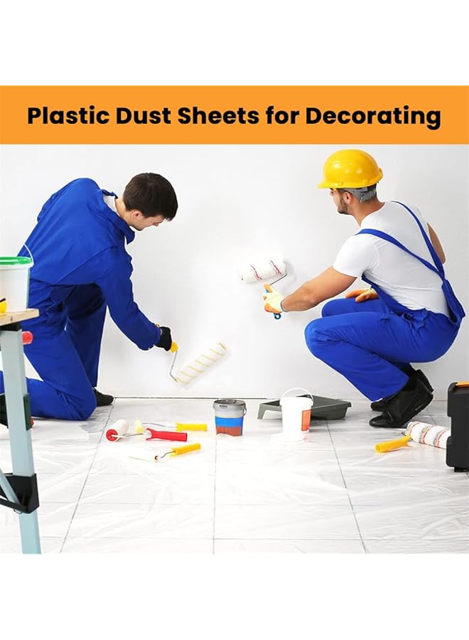 إيروريكس قماش بلاستيكي مع شريط لاصق، فيلم لاصق مسبق، شريط قماشي للحماية، فيلم لاصق واقٍ مقاوم للماء، يمنع الغبار، طلاء للأثاث، 4 لفات، 7.8 × 32 قدمًا - Image 3