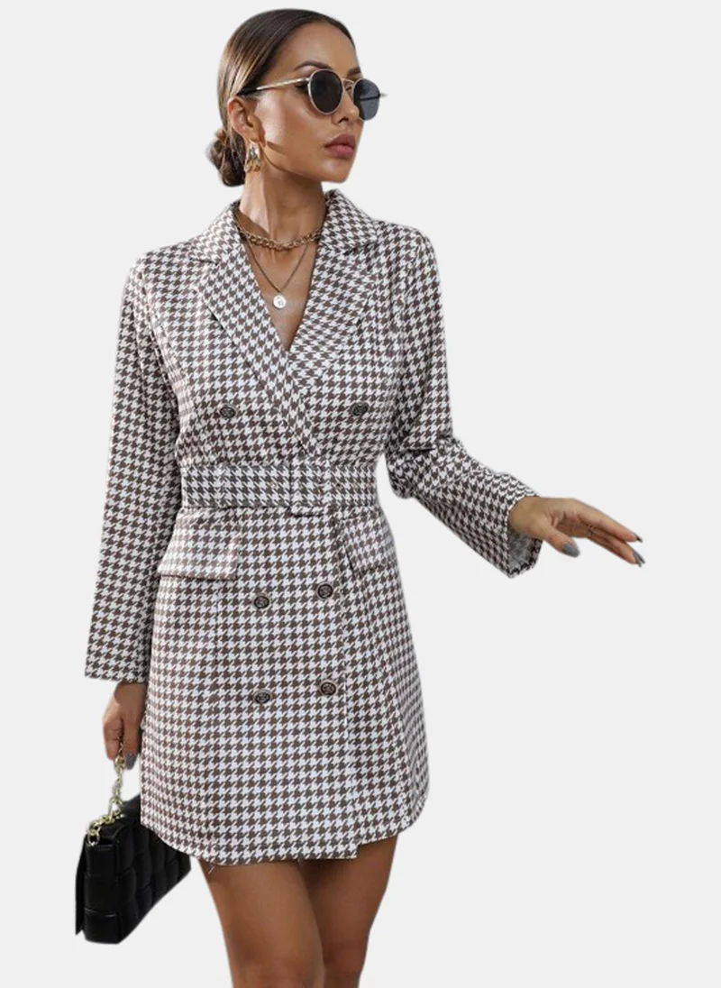 يونيكي White Checkered Dress