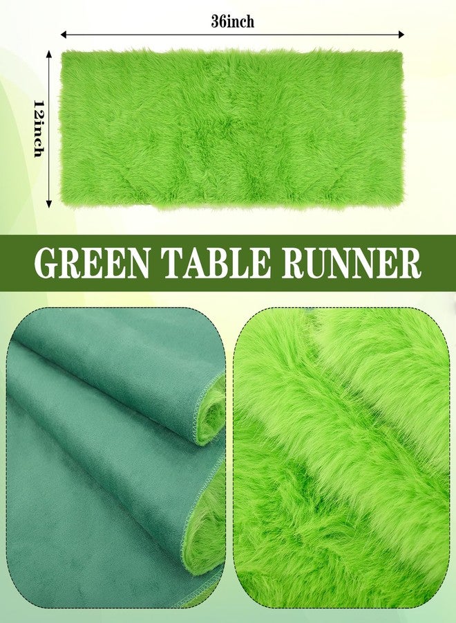 tiosggd Spring Green Table Runner Short, 36'' Small Fluffy Faux Fur Dresser Runners for Bedroom, Furry Coffee Table Decor, Dresser Cover Top, Nightstand Cover, Summer Holiday Home Decor - Image 5