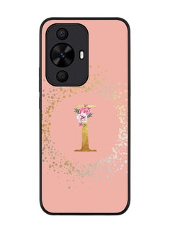 Stylizedd Rugged Black edge case for Huawei nova 12s / Huawei nova 11/ Huawei nova 12 Lite 4G,Custom Monogram Initial Letter Floral Alphabet - I (Rose Pink)  - Image 1