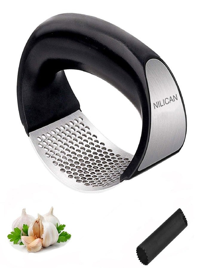 NILICAN Garlic press kitchen tool garlic peeler stainless steel professional ginger crusher ergonomic labor-saving crusher (S) - Image 1