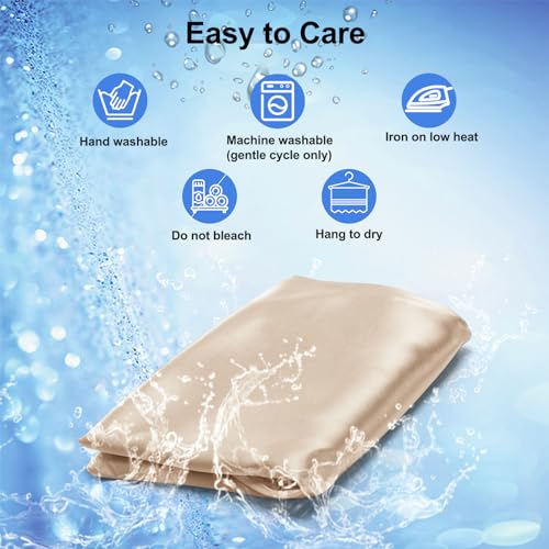 Zelimun Curved Pillow Case, Side Sleeper Pillowcase, Champange Satin Pillowcase Cover with Zipper, Breathable and Soft, Queen Size 20 x 30 Inches - Image 5