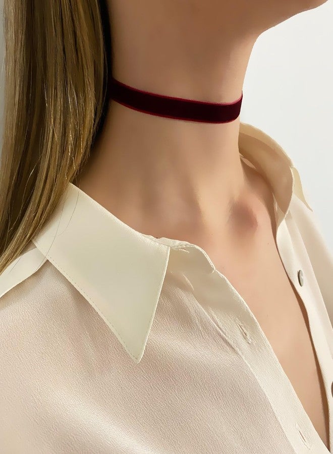Chic Crystals Wine Red Classic Thin Handmade Velvet choker, Vintage Necklace for Women with Extension, Perfect for Christmas, Valentine's Day, Birthday, Prom and or Everyday wear - Image 2