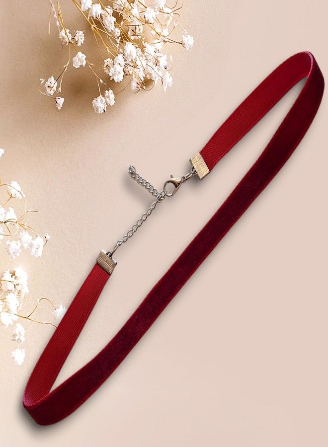 Chic Crystals Wine Red Classic Thin Handmade Velvet choker, Vintage Necklace for Women with Extension, Perfect for Christmas, Valentine's Day, Birthday, Prom and or Everyday wear - Image 3