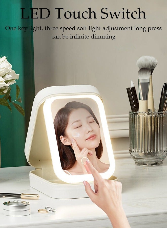 DUNISO Travel Makeup Bag with LED Mirror, USB Rechargeable LED Mirror Cosmetic Makeup Bag,Travel Makeup Case with Led Mirror, Portable Makeup Box with Mirror and Light - Image 3