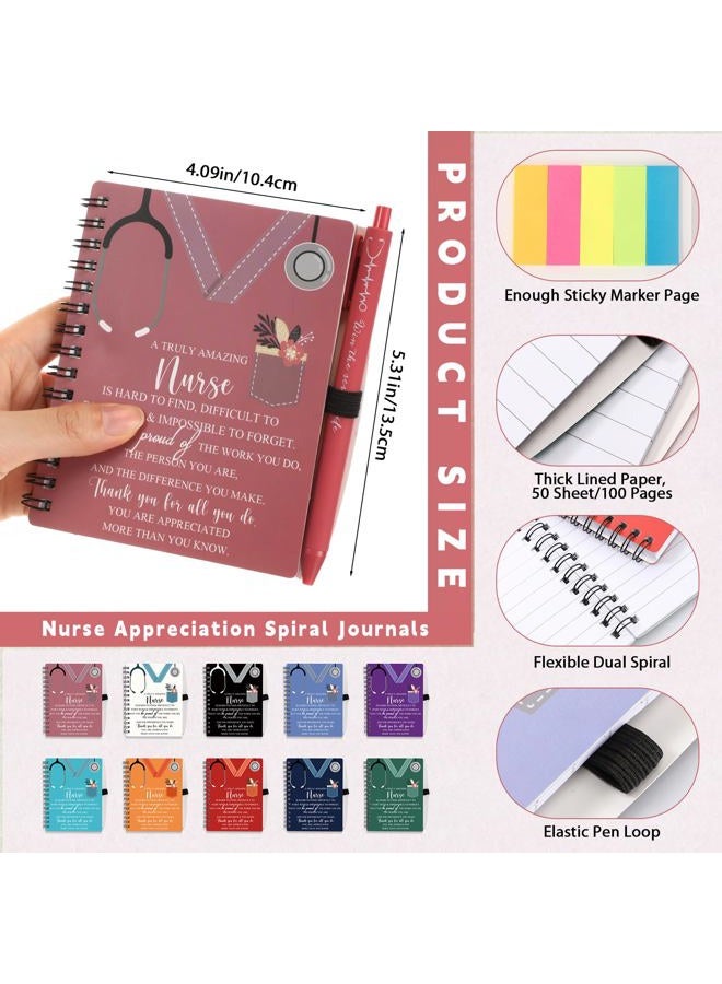 Jetec 20 Sets 2025 Nurse Appreciation Gift Nurse Practitioner Week Nursing Team Thank You Gifts Inspirational Spiral Notebook Journal with Sticky Note Notepad Ballpoint Pen Bulk (Healing Colors) - Image 2