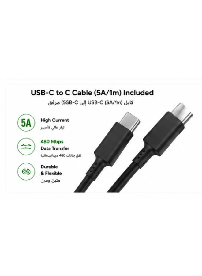 جولدن بلس شاحن سريع عالمي 65 واط مع منفذين USB-C PD ومنفذ USB واحد وقابس بريطاني مع كابل Type-C بطول 1M مرفق - Image 5