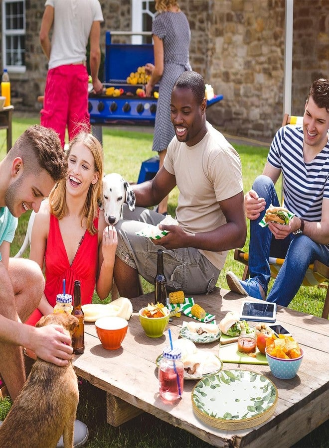 KisSealed 350 Pcs Sage Green Plates and Cups Sets, Disposable Paper Dinnerware for Boho Bridal Shower/Baby Shower Theme Party, Eucalyptus Supplies, Serves 50 - Image 4