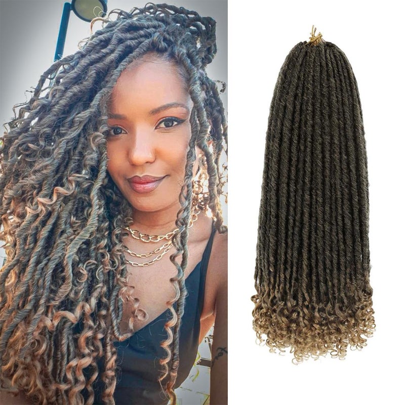 Goddess Locs Crochet Hair 6 Packs 20 Inch Straight Faux Locs Crochet Braids PreLooped Curly Soft Synthetic Ombre Braiding Hair Extensions for Black Women20 Inch 6 Packs 1B27