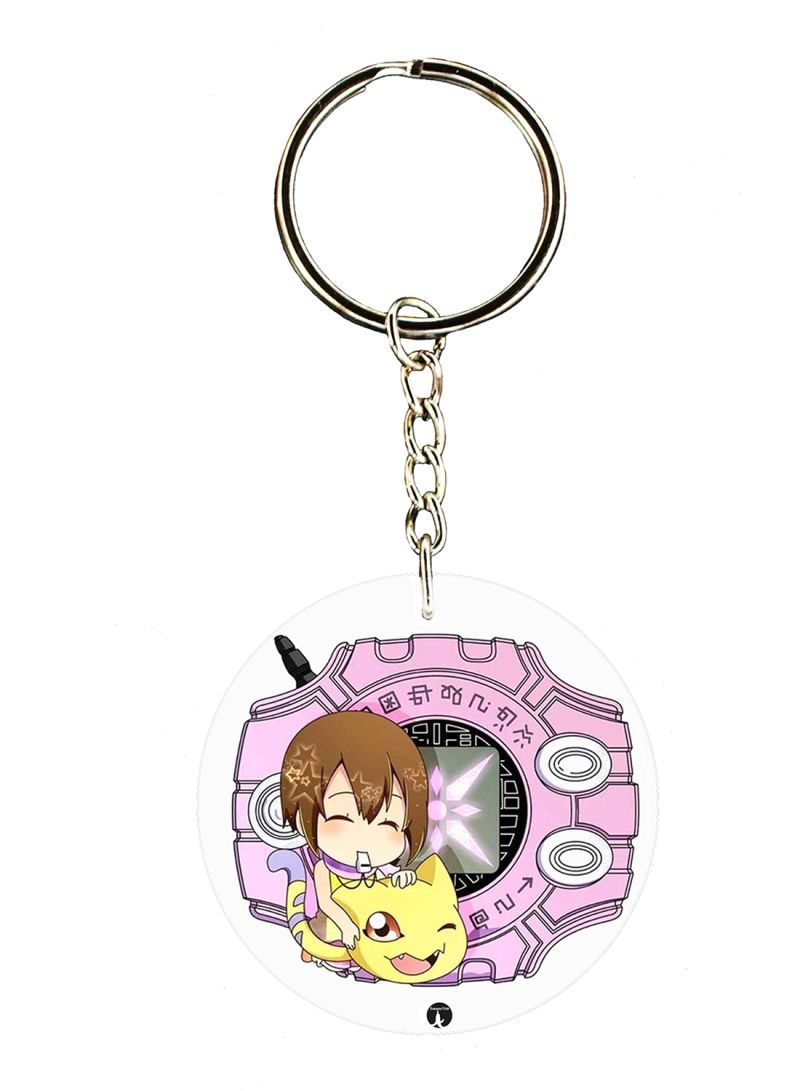 Double Side Anime Digimon Printed Keychain