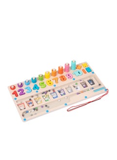 Generic Magnetic beads multifunctional logarithm board cognitive kindergarten early education wooden puzzle puzzle toy  - Image 1