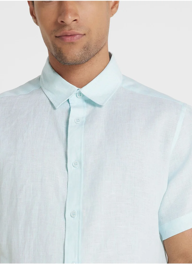 روبرت وود Short Sleeve Linen Shirt