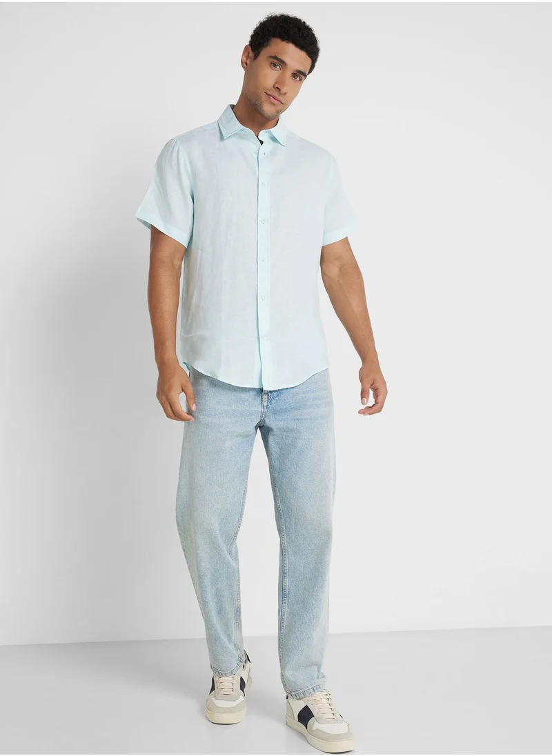 روبرت وود Short Sleeve Linen Shirt