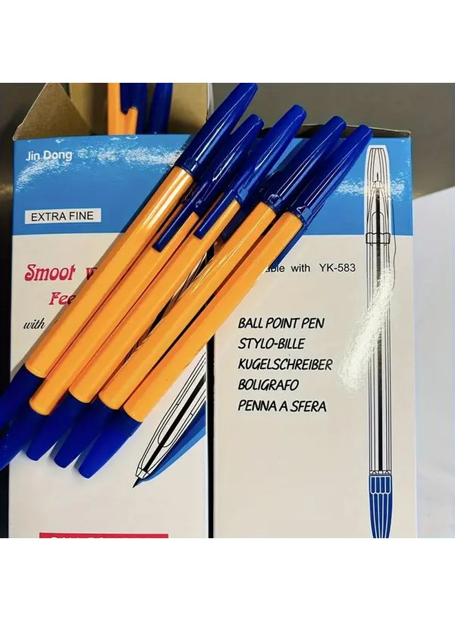 Blue Ballpoint Pens 100 Pcs Fine Point Smooth Writing Quick Drying Ink for Office School - Image 3