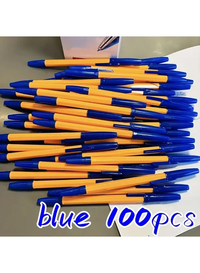 Blue Ballpoint Pens 100 Pcs Fine Point Smooth Writing Quick Drying Ink for Office School - Image 1