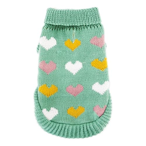 Lulala Turtleneck Dog Sweater - Winter Coat Apparel Classic Cable Knit Clothes with Leash Hole for Cold Weather, Ideal Gift for Pet in New Year (Green, 8 Inch) - Image 2