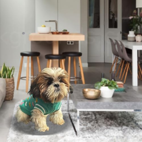 Lulala Turtleneck Dog Sweater - Winter Coat Apparel Classic Cable Knit Clothes with Leash Hole for Cold Weather, Ideal Gift for Pet in New Year (Green, 8 Inch) - Image 4