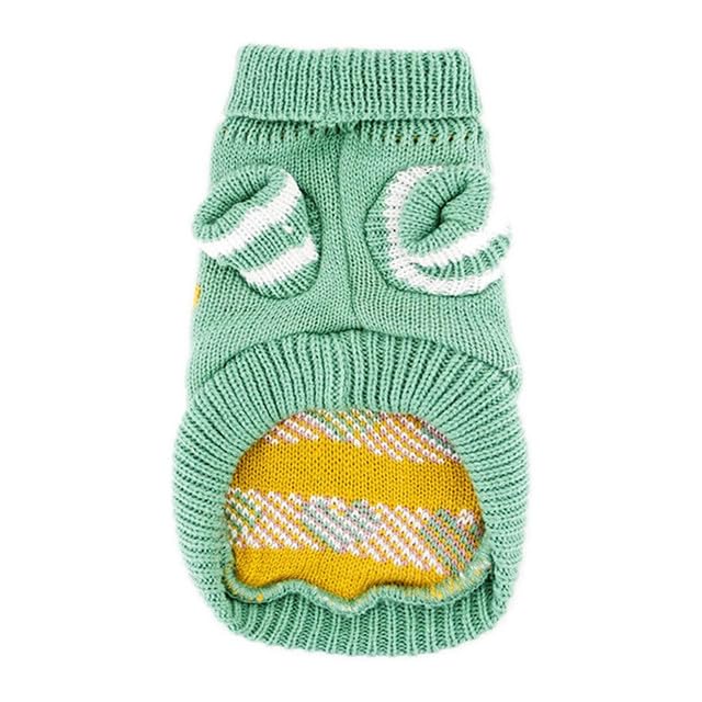Lulala Turtleneck Dog Sweater - Winter Coat Apparel Classic Cable Knit Clothes with Leash Hole for Cold Weather, Ideal Gift for Pet in New Year (Green, 8 Inch) - Image 3
