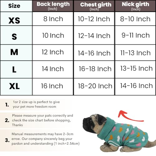 Lulala Turtleneck Dog Sweater - Winter Coat Apparel Classic Cable Knit Clothes with Leash Hole for Cold Weather, Ideal Gift for Pet in New Year (Green, 8 Inch) - Image 5