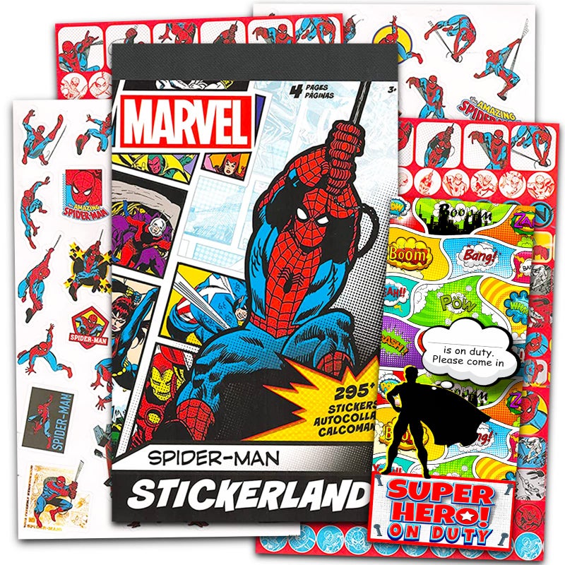 Marvel SpiderMan Stickers for Kids 4 Sheets with Over 295 Spiderman Stickers for Crafts Rewards and More Superhero Scrapbooking Sticker Sheets