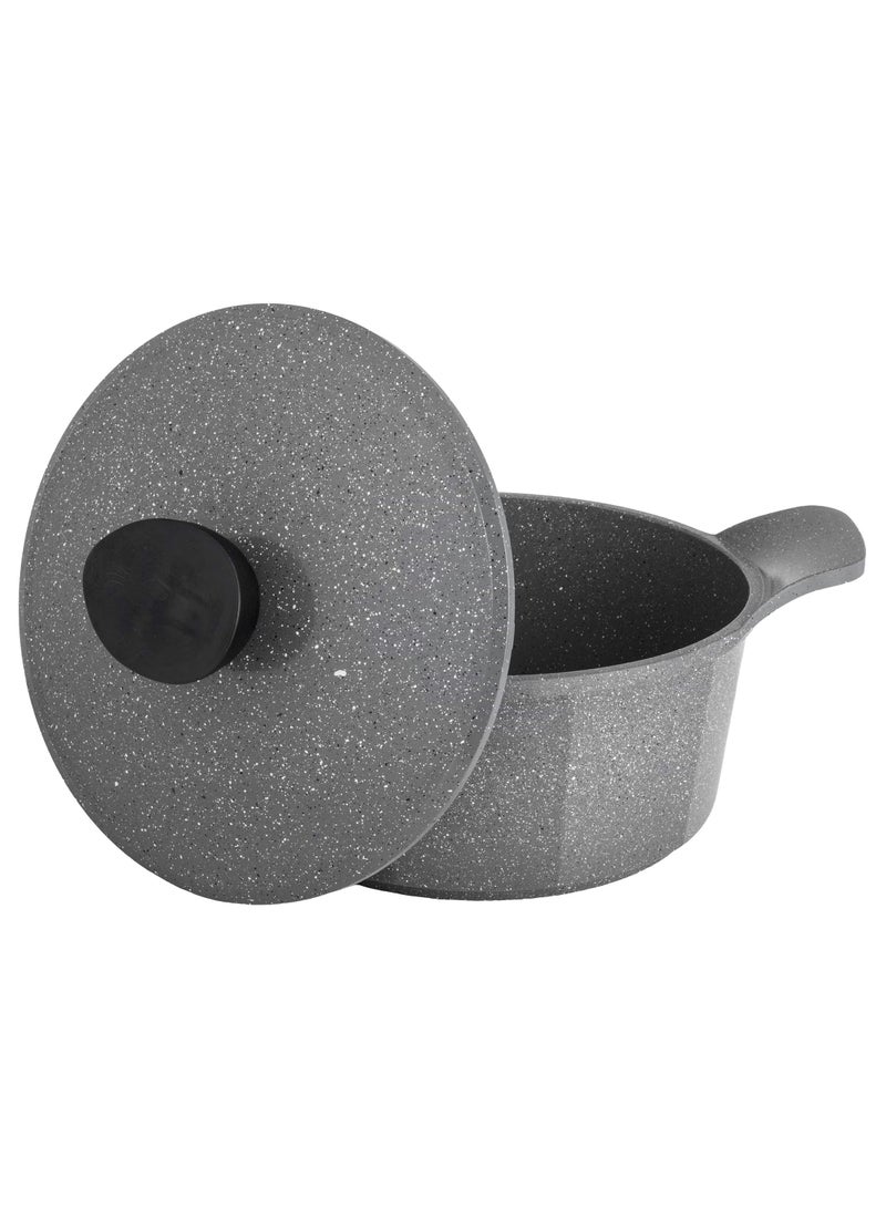 Badraig 12-Piece Granite Cookware Set Saudi Made Safe Dishwasher, PTFE/PFOA Free, Marble Nonstick Coating Stock Pot Fry Pan Kitchen Tool Silicone Grip - Grey - Image 3