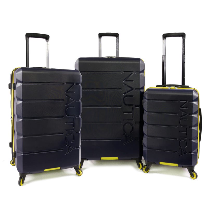 NAUTICA Nautica Lightview 3pc Hardside Luggage Set, Navy/Yellow  - Image 1