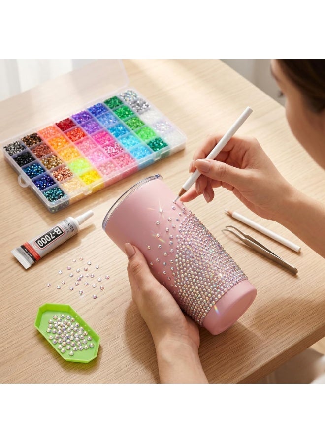 ATRJSZ 40000Pcs Rhinestones for Bedazzling, 40 Colors 3mm Resin Jelly Flatback Gems for Diamond Art, Bedazzler Kit with 3 B-7000 Glue Tubes, Tweezers & Picker Pens for Nail Art, Clothes, Makeup & DIY Crafts - Image 4