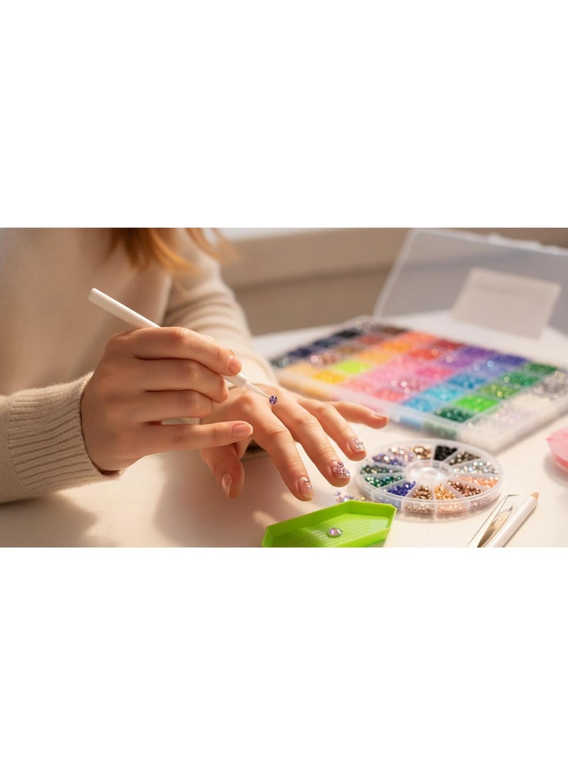 ATRJSZ 40000Pcs Rhinestones for Bedazzling, 40 Colors 3mm Resin Jelly Flatback Gems for Diamond Art, Bedazzler Kit with 3 B-7000 Glue Tubes, Tweezers & Picker Pens for Nail Art, Clothes, Makeup & DIY Crafts - Image 3