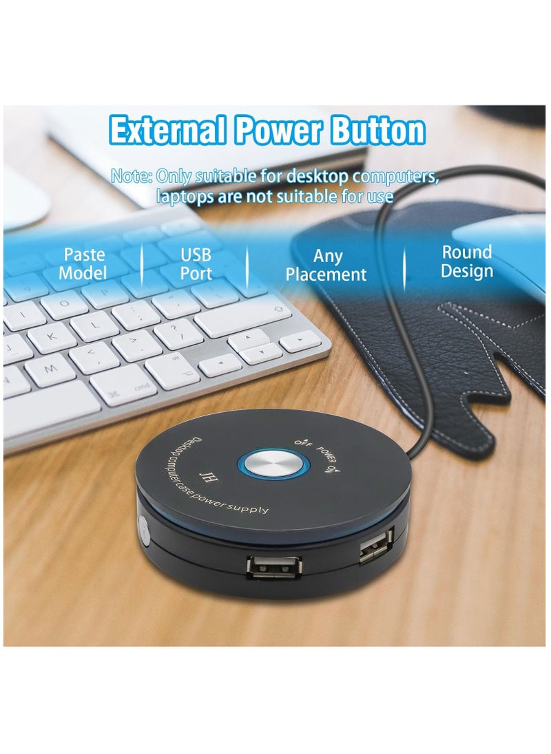 Excefore - Desktop Computer Power Switch, PC Power Button External Power Button External Extension Cable for Remote Start of PC Motherboard Power On Off Switch - Image 1