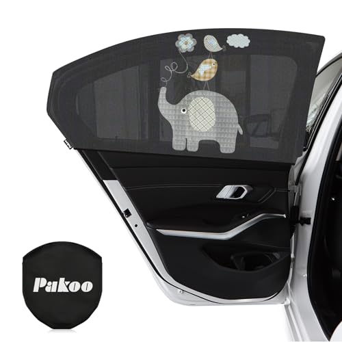 Pakoo Car Window Shade for Baby, UV Protection Breathable Mesh Baby Window Covers, Universal Fit Stretchable Sun Shades, Keep Car Interior Cool and Comfortable for Toddler Kids Children (2 Pack) - Image 1
