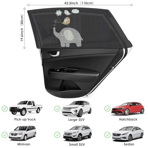 Pakoo Car Window Shade for Baby, UV Protection Breathable Mesh Baby Window Covers, Universal Fit Stretchable Sun Shades, Keep Car Interior Cool and Comfortable for Toddler Kids Children (2 Pack) - Image 3