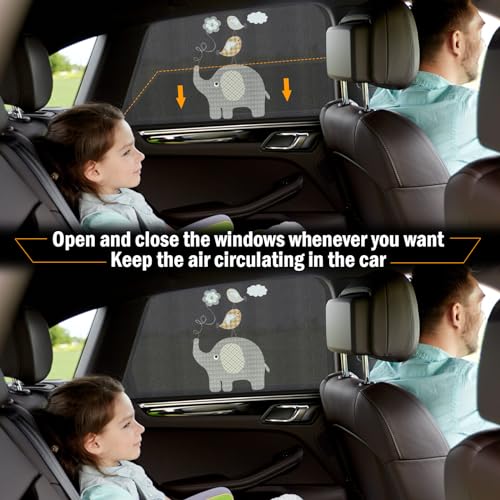 Pakoo Car Window Shade for Baby, UV Protection Breathable Mesh Baby Window Covers, Universal Fit Stretchable Sun Shades, Keep Car Interior Cool and Comfortable for Toddler Kids Children (2 Pack) - Image 5