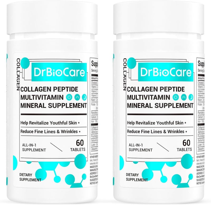 DrBioCare Collagen Peptides for Women Beauty Vitamin  Mineral SupplementContains Vitamin D3 Probiotics for Women  Collagen PeptidesVitamin EVitamin B Complex 120 Tablets - Image 1