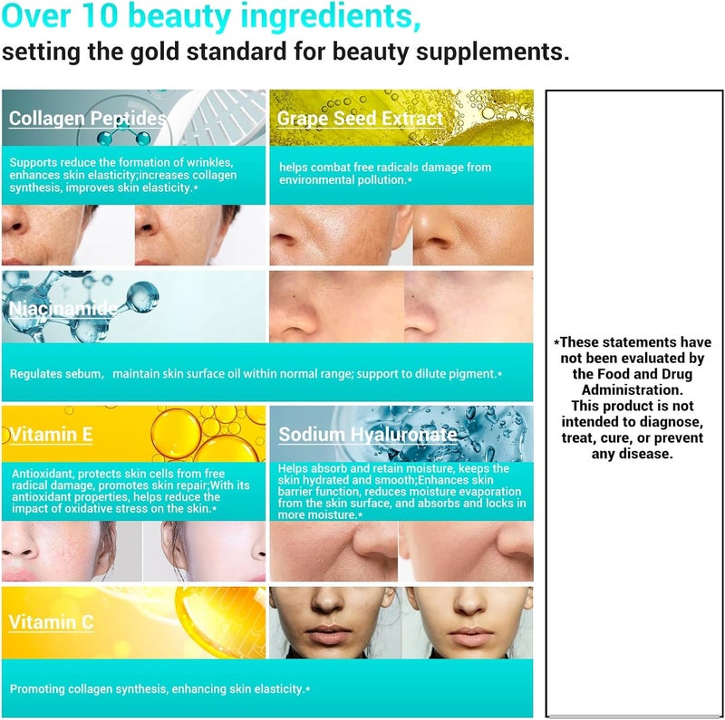 DrBioCare Collagen Peptides for Women Beauty Vitamin  Mineral SupplementContains Vitamin D3 Probiotics for Women  Collagen PeptidesVitamin EVitamin B Complex 120 Tablets - Image 3