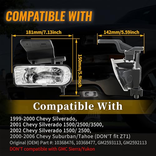 RAMJET4X4 DOT Approved LED Fog Lights Fog Lamps Replacement Compatible with 1999-2002 Chevy Silverado 1500 2500 3500, 2000-2006 Chevy Suburban Tahoe - Image 4
