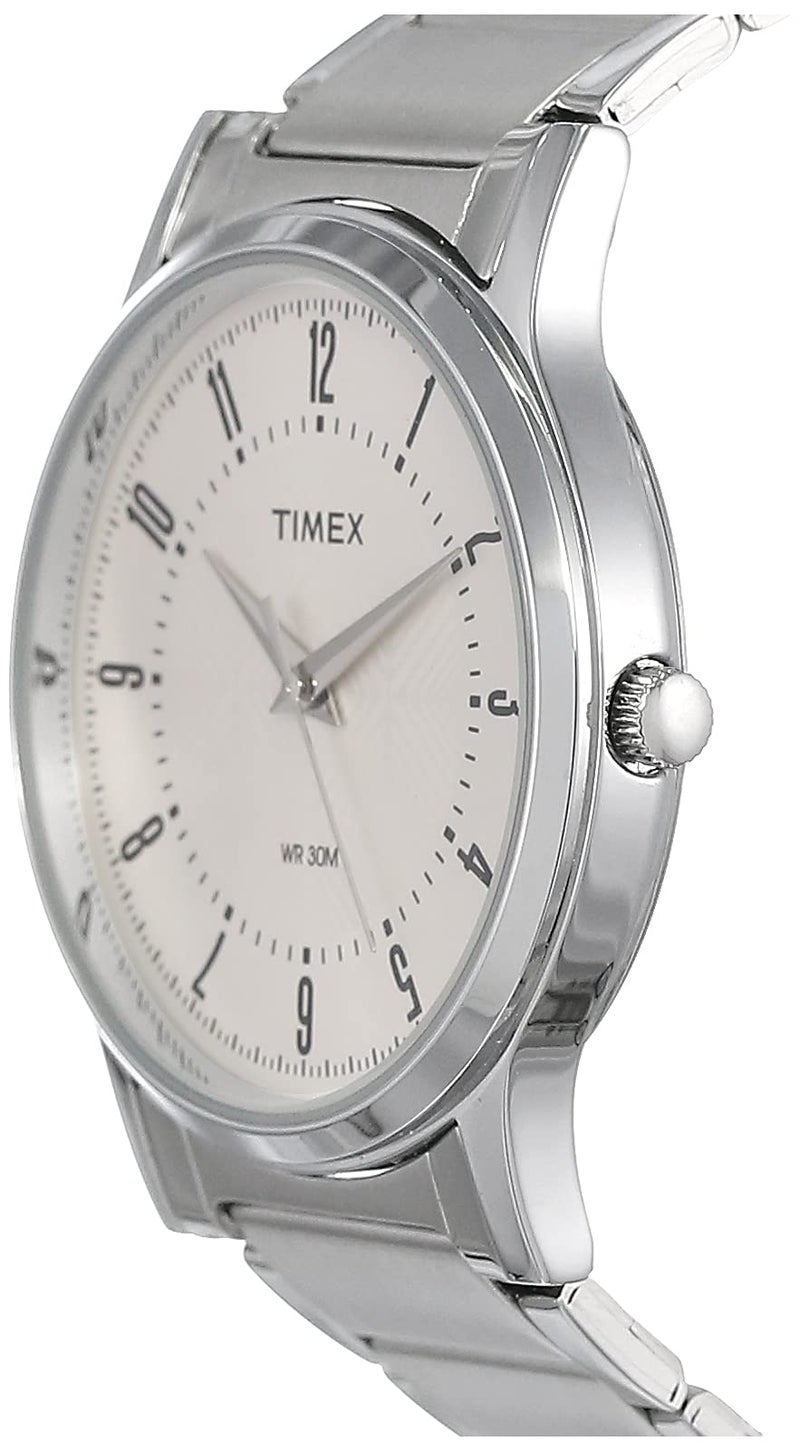 TIMEX Classics Analog Watch for Man with Silver-Tone Round Dial & Silver Stainless Steel Bracelet Band Water Resistant Men's Wrist Watches - TI000R41400 - Image 2
