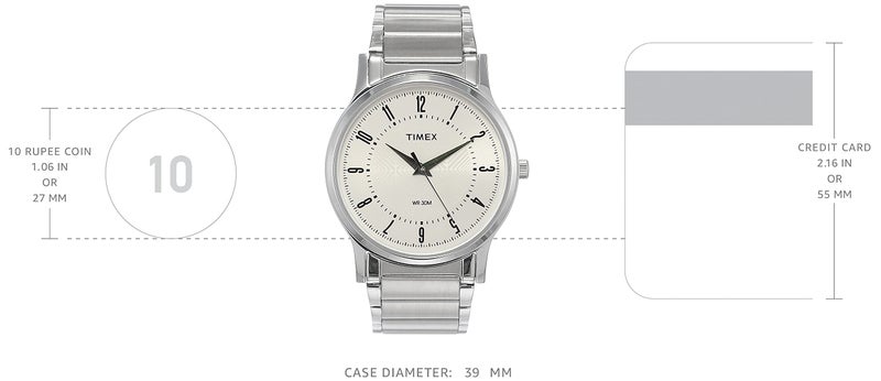 TIMEX Classics Analog Watch for Man with Silver-Tone Round Dial & Silver Stainless Steel Bracelet Band Water Resistant Men's Wrist Watches - TI000R41400 - Image 3