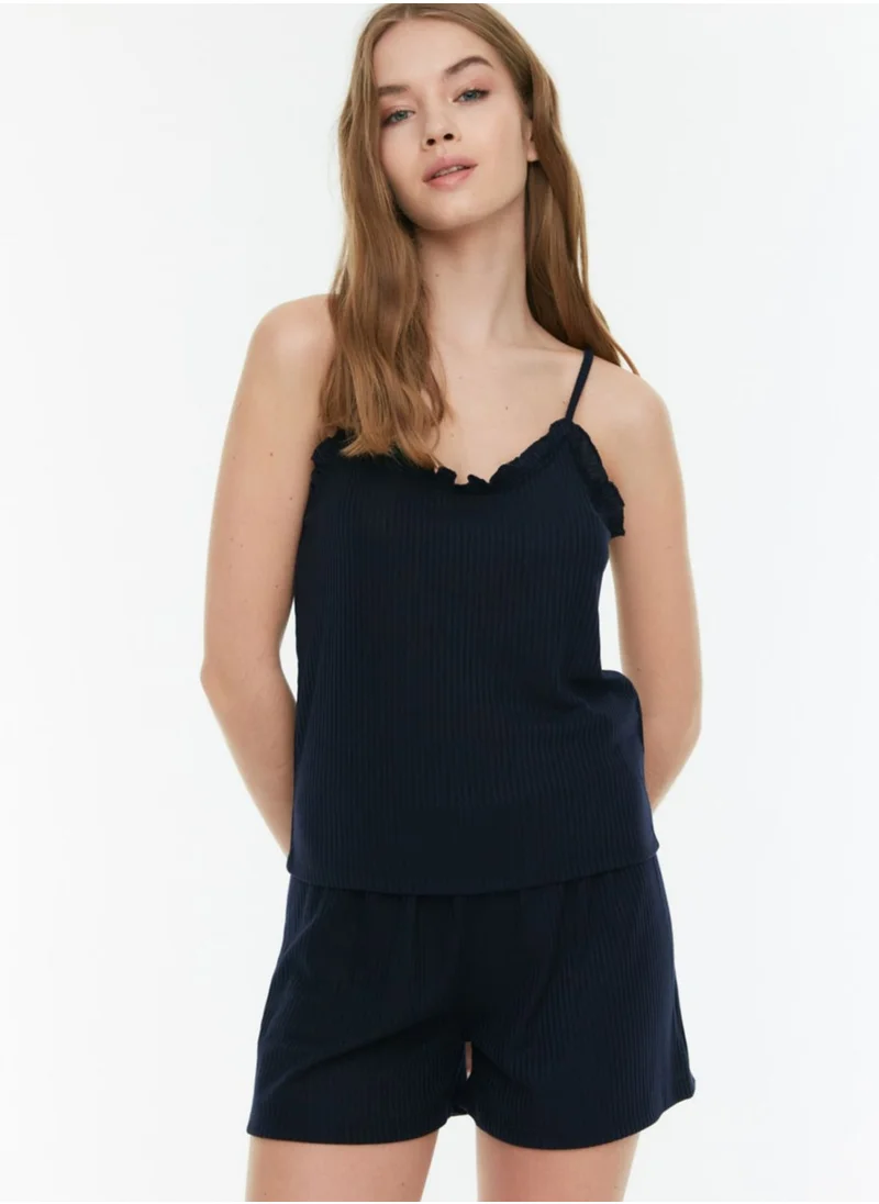 trendyol Ruffle Detail Cami Top & Shorts Set
