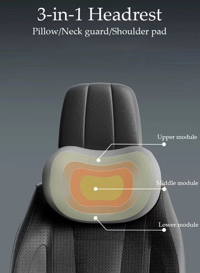 Beauenty Lumbar Support Pillow And Car Headrest Neck Pillow Set Car Back Cushion Lumbar Support And Car Neck Pillow Kit Relieve Neck And Back Pain Improve Posture Cushion Memory Foam Ergonomic Seat Cushion W - Image 3