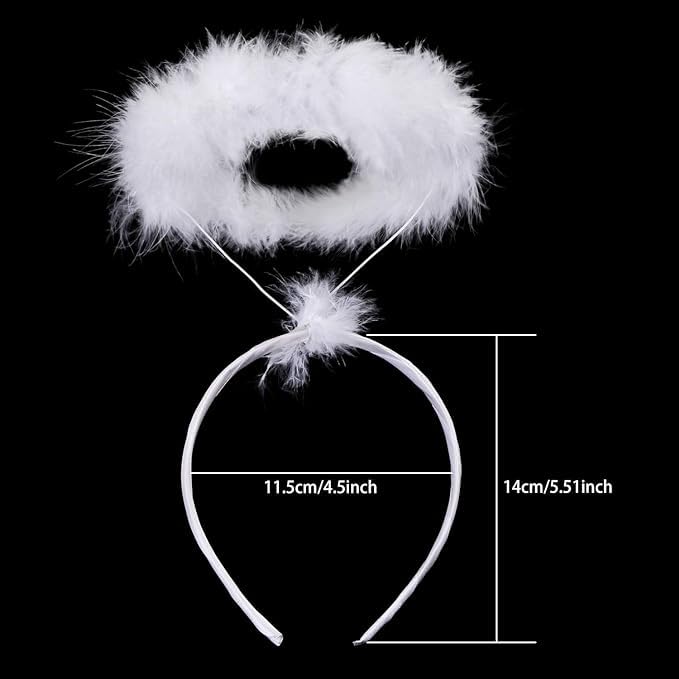 LUDALY Angel Halo Headbands Feather Angel Headband White Halo Hair band Halloween Christmas Costume Accessory for Kids Adult Teens Girls Women(White) - Image 2